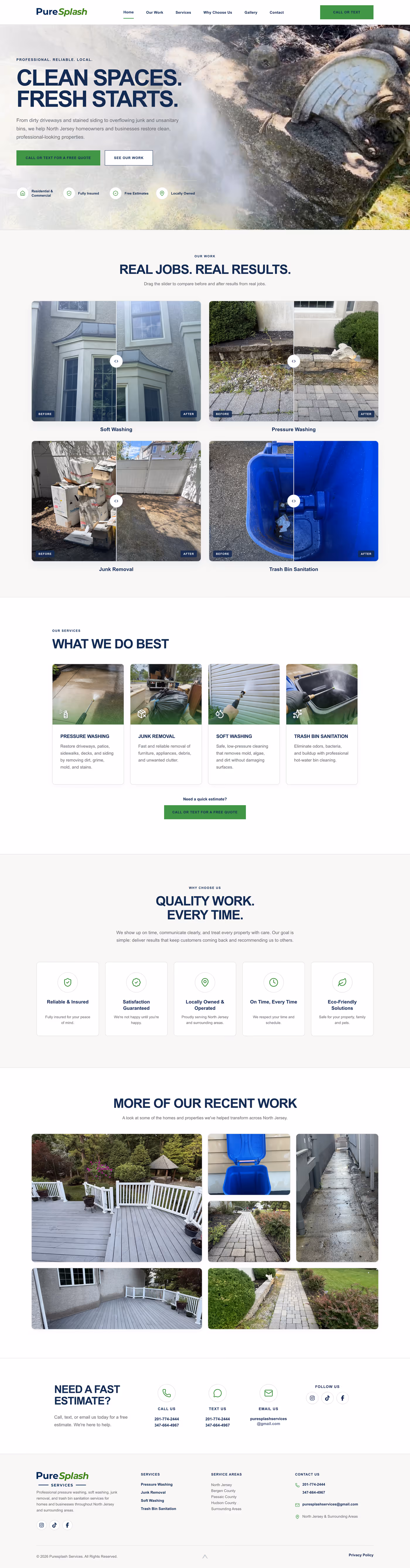 PureSplash Services website preview